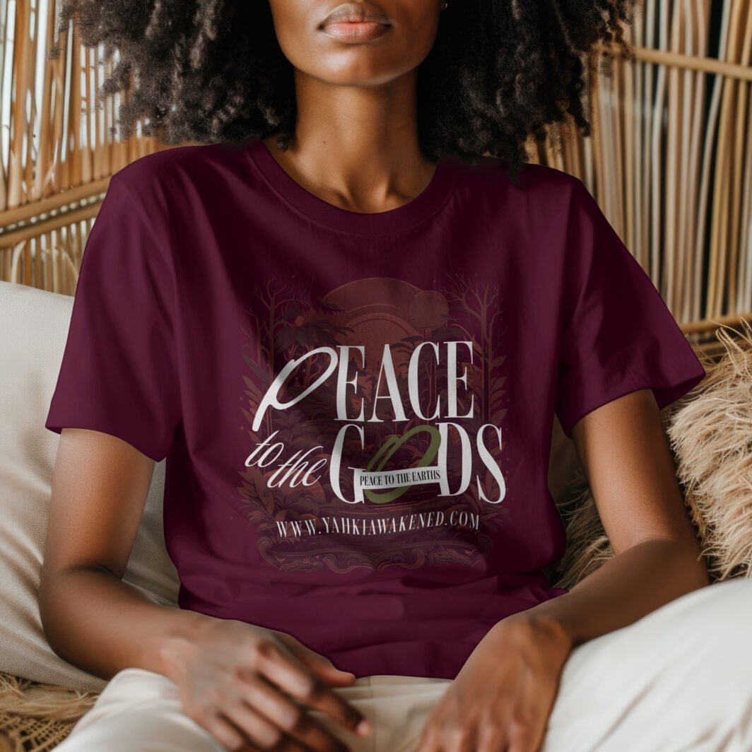 Peace to the gods, Peace to the earths Maroon tee